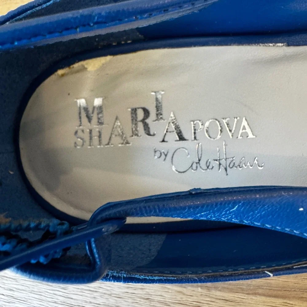 Maria‎ Sharapova by Cole Haan Women 8 B Blue Leather Ballet Flat Classic Chic